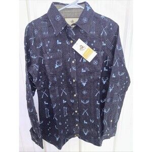 Legendary Whitetails Long Sleeve Flannel Shirt Button Up Womens Size Small Navy